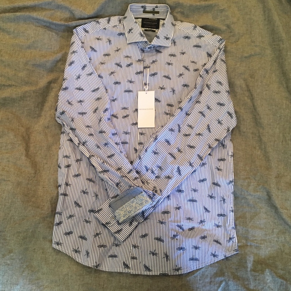 Denim & Flower Slim Fit Button Up